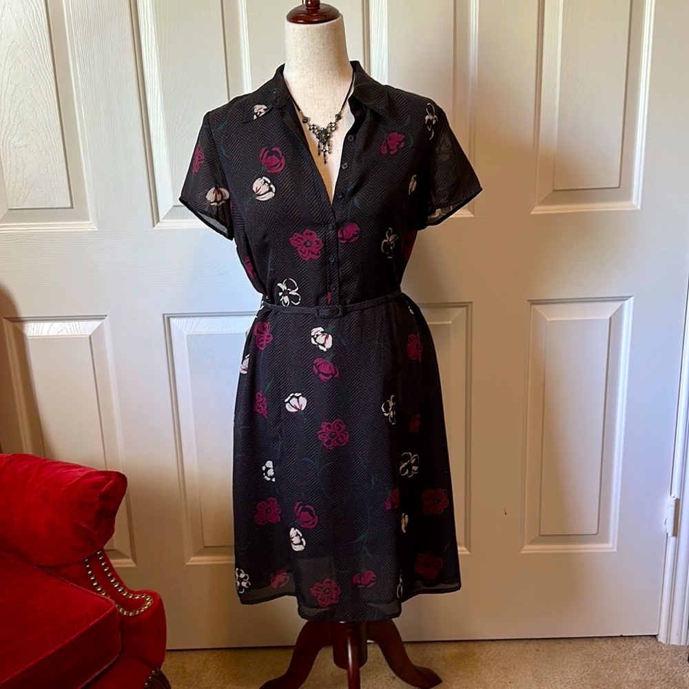 Red and Black Floral Sheer Slip dress | Size: Medium